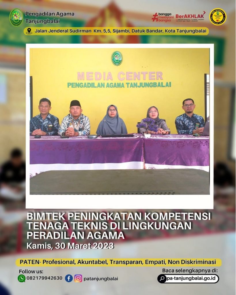Tingkatkan Kompetensi Aparatur, PA Tanjungbalai Ikuti Bimbingan Teknis di Lingkungan Peradilan Agama Secara Daring